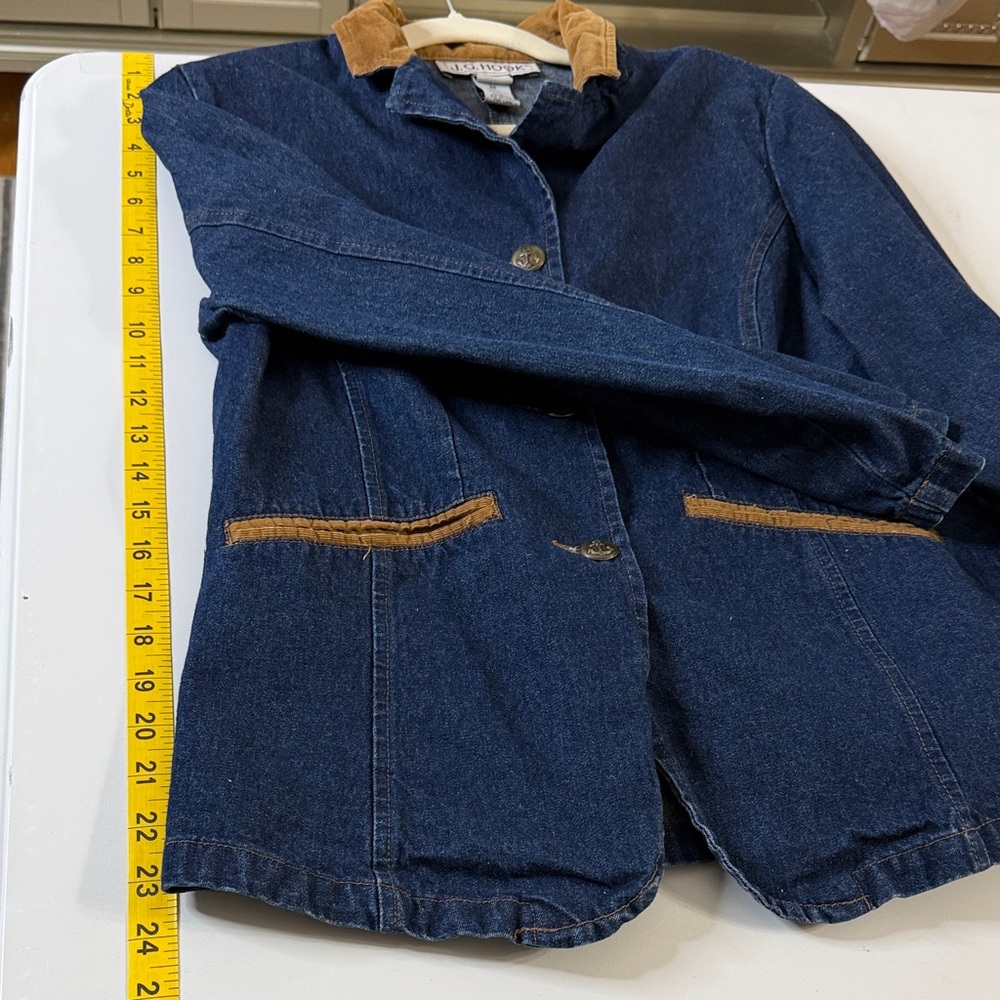 J.G. Hook Denim Jacket Petite 8P Cotton Corduroy Trim Fitted Western Style - Picture 11 of 13